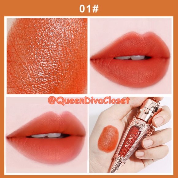 Queen's Scepter Red Vile Pendent Matte Velvet Liquid Lipstick Carrot 01 - Picture 2 of 8